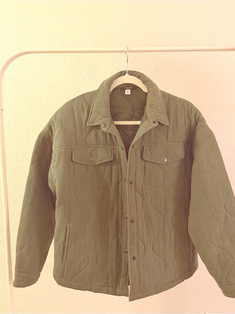 Quilted Olive Green Women's Bomber Jacket